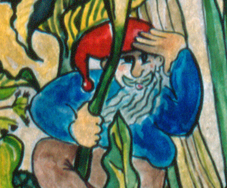 Lutin sous feuille découpé